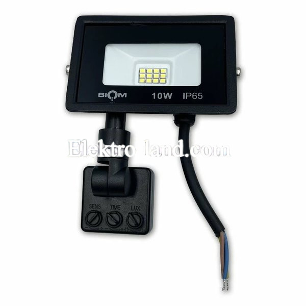 LED прожектор Biom 10W 6200К IP65 220V с датчиком движения S6-SMD-10-Slim+Sensor 